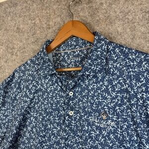 Johnnie O Polo Shirt Mens XL Blue Jack National Golf Course Logo Floral AOP